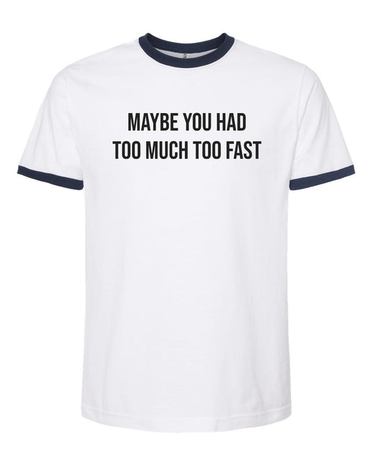 Front view of the Grateful Dead Shakedown Street t-shirt featuring vintage lyrics from the classic song on a premium hand screen printed tee