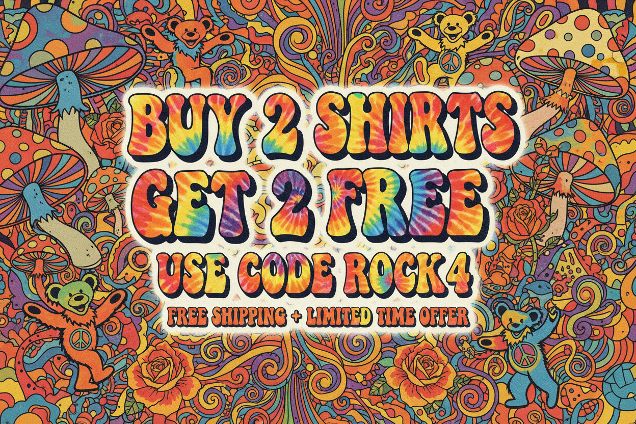 Psychedelic Banner with Bold Lettering