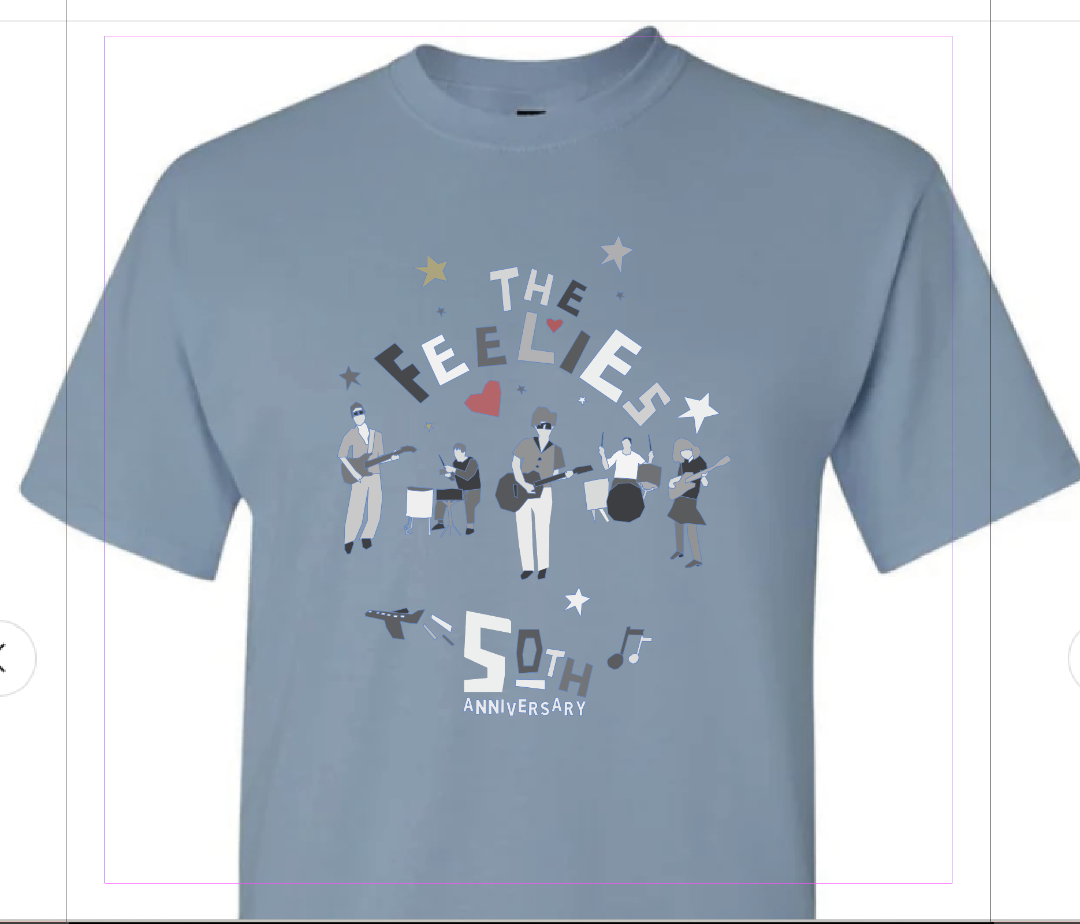 The Feelies 50th Anniversary Limited Edition T-Shirt - Classic Drawing of the Band