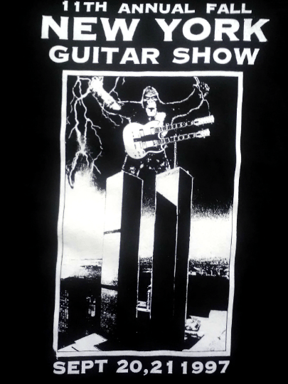New York Guitar Show T Shirt 1997 / Twin Towers / Exclusive Original Art Designs  / Great gift for musicians / Hand screen printed / Free Shipping T-Shirts Rockvieetees