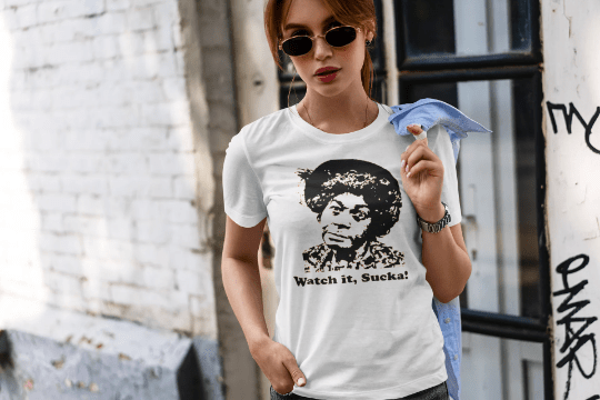 Sanford and Son T Shirt Aunt Esther Watch it Sucka! T-Shirts Rockvieetees